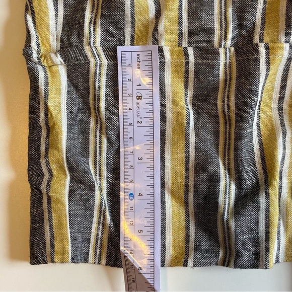 New Look Women's 100% Linen Black/Yellow Striped Wide Leg Pants w/Elastic Waist - Picture 9 of 12